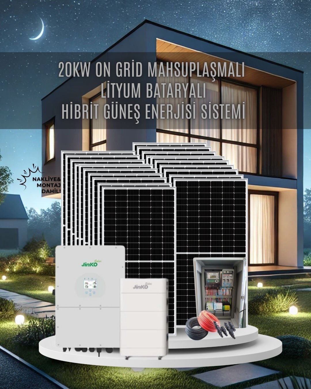 PAKET-9 20 KW ON GRİD MAHSUPLAŞMALI BATARYALI HİBRİT GÜNEŞ ENERJİ SİSTEMİ
